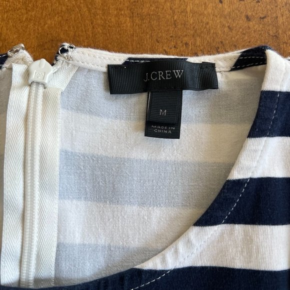 J. Crew Navy White Striped Ruffle 3/4 Sleeve Peplum Shirt Top Medium Black M Shi - Picture 4 of 5